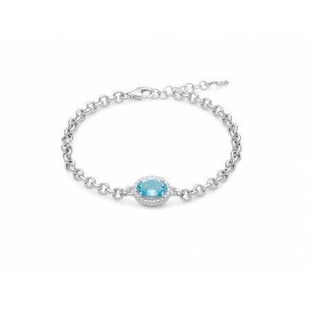 BRACCIALE MILUNA Gemma Del Cielo TOPAZIO AZZURRO Ovale Argento 925% BRD909 - 1