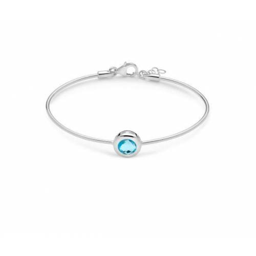 BRACCIALE MILUNA Rigido Gemma Del Cielo TOPAZIO AZZURRO Tondo Argento 925% BRD928 - 1