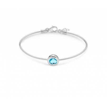 BRACCIALE MILUNA Rigido Gemma Del Cielo TOPAZIO AZZURRO Tondo Argento 925% BRD928 - 1