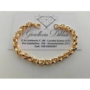 BRACCIALE Donna In ORO GIALLO 18 Karati 750%/1000 Maglia CATENA Rolò Sfaccettata - 1