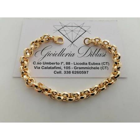 BRACCIALE Donna In ORO GIALLO 18 Karati 750%/1000 Maglia CATENA Rolò Sfaccettata - 1