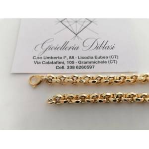 BRACCIALE Donna In ORO GIALLO 18 Karati 750%/1000 Maglia CATENA Rolò Sfaccettata - 1 2
