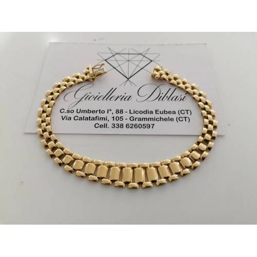 BRACCIALE Donna ORO GIALLO 18 Karati 750%/1000 Maglia CATENA Manifattura Italia - 1