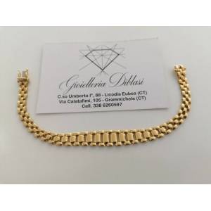 BRACCIALE Donna ORO GIALLO 18 Karati 750%/1000 Maglia CATENA Manifattura Italia - 1 2