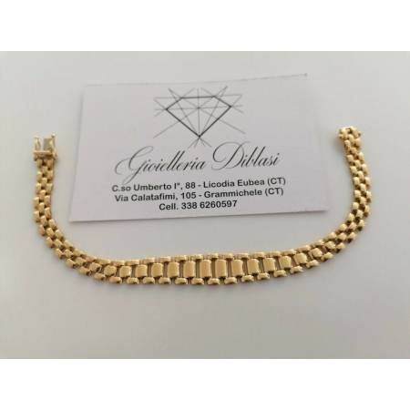 BRACCIALE Donna ORO GIALLO 18 Karati 750%/1000 Maglia CATENA Manifattura Italia - 2
