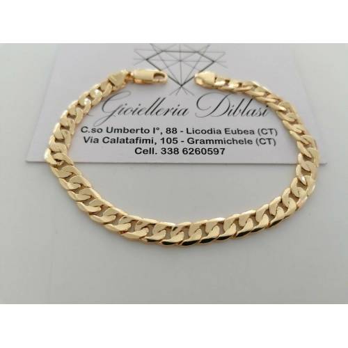 BRACCIALE GRUMETTA Uomo Donna Unisex In ORO GIALLO 18 Karati 750% Maglia Catena - 1