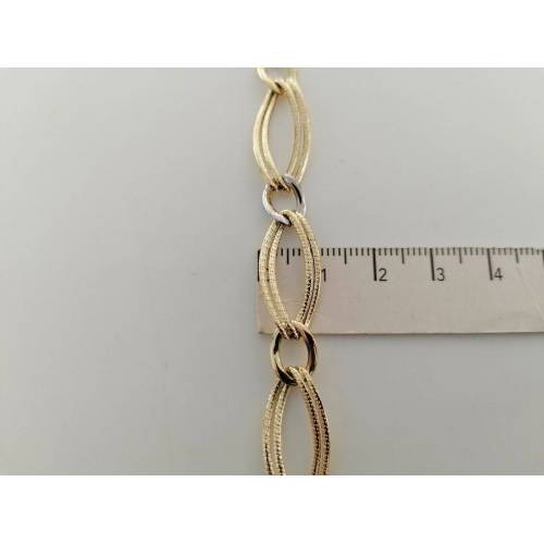 BRACCIALE Donna In ORO 18 Karati 750% Bicolore GIALLO BIANCO Maglia Ovali CATENA - 3