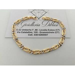 BRACCIALE In ORO 18 Karati 750% Uomo Donna Bicolore GIALLO BIANCO Maglia Catena - 1