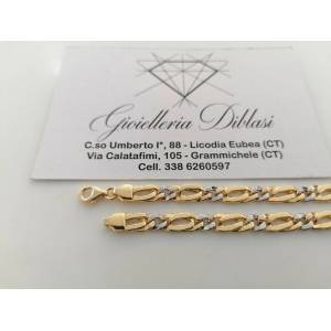 BRACCIALE In ORO 18 Karati 750% Uomo Donna Bicolore GIALLO BIANCO Maglia Catena - 1 2