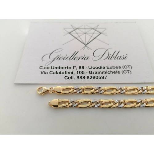 BRACCIALE In ORO 18 Karati 750% Uomo Donna Bicolore GIALLO BIANCO Maglia Catena - 2
