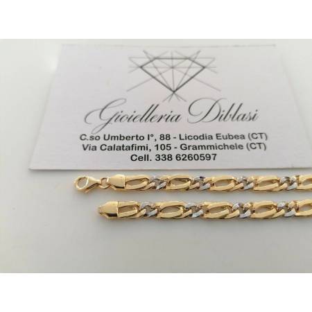 BRACCIALE In ORO 18 Karati 750% Uomo Donna Bicolore GIALLO BIANCO Maglia Catena - 2