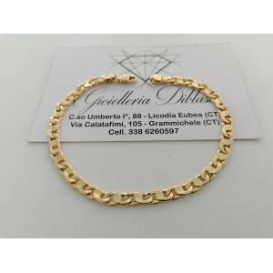 BRACCIALE Uomo Donna Unisex ORO GIALLO 18 Karati 750%/1000 Maglia CATENA Italia - 1