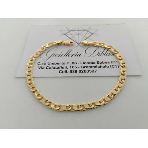 BRACCIALE Uomo Donna Unisex ORO GIALLO 18 Karati 750%/1000 Maglia CATENA Italia - 1