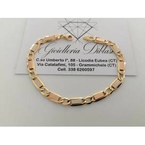 BRACCIALE Uomo Donna Unisex ORO GIALLO BIANCO ROSSO 18 Karati 750% Maglia Catena - 1