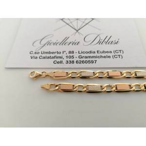 BRACCIALE Uomo Donna Unisex ORO GIALLO BIANCO ROSSO 18 Karati 750% Maglia Catena - 1 2