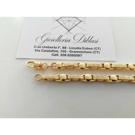 COLLANA Uomo Donna Unisex ORO GIALLO 18 Kt 750% Collier Maglia CATENA Girocollo - 2