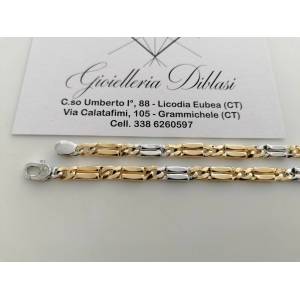 COLLANA ORO 18 KT 750% Bicolore GIALLO BIANCO Uomo Donna CATENA Bicolore Collier - 1 2