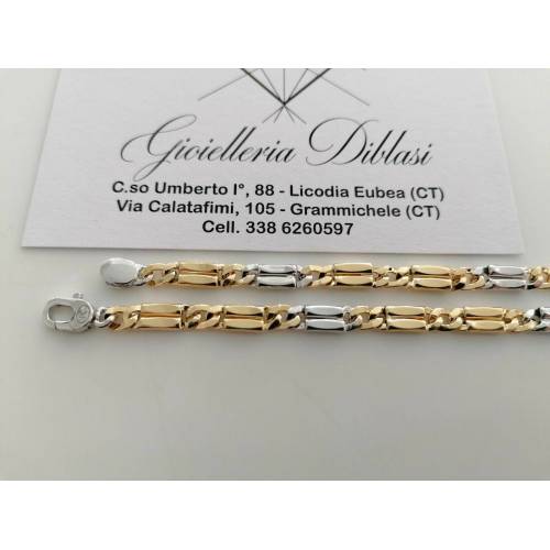 COLLANA ORO 18 KT 750% Bicolore GIALLO BIANCO Uomo Donna CATENA Bicolore Collier - 2