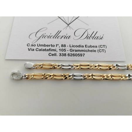 COLLANA ORO 18 KT 750% Bicolore GIALLO BIANCO Uomo Donna CATENA Bicolore Collier - 2