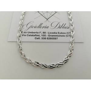 COLLANA Collier Girocollo ORO BIANCO 18 Kt 750% Maglia Modello CATENA Uomo Donna - 1