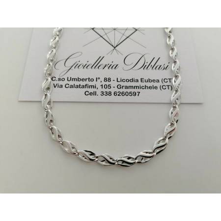 COLLANA Collier Girocollo ORO BIANCO 18 Kt 750% Maglia Modello CATENA Uomo Donna - 1