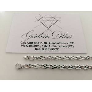 COLLANA Collier Girocollo ORO BIANCO 18 Kt 750% Maglia Modello CATENA Uomo Donna - 1 2