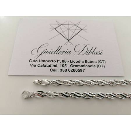 COLLANA Collier Girocollo ORO BIANCO 18 Kt 750% Maglia Modello CATENA Uomo Donna - 2