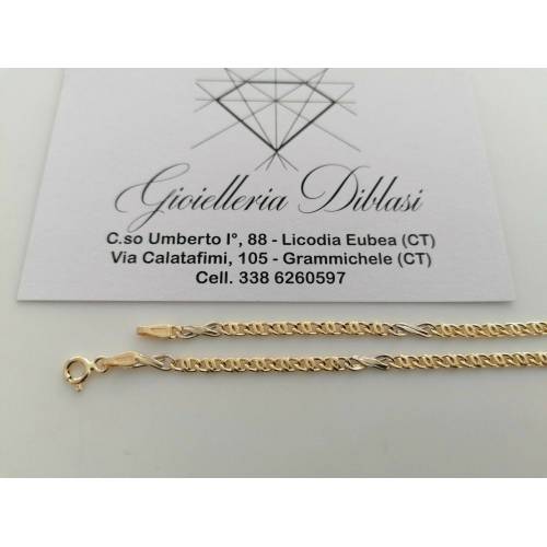 COLLANA In ORO Bicolore GIALLO BIANCO 18 KT 750% Unisex Collier Catena Girocollo - 2