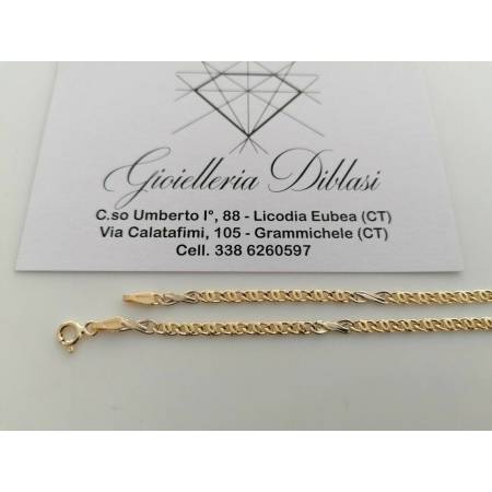 COLLANA In ORO Bicolore GIALLO BIANCO 18 KT 750% Unisex Collier Catena Girocollo - 2