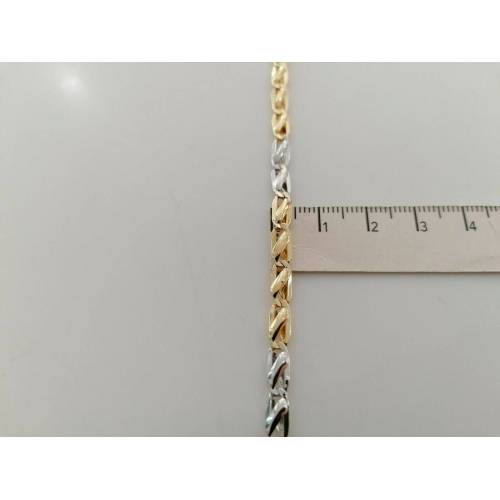 COLLANA In ORO Bicolore GIALLO BIANCO 18 KT 750% Unisex Collier Catena Girocollo - 3