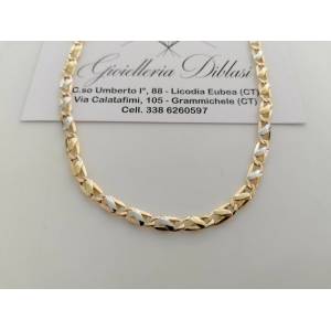 COLLANA In ORO Bicolore GIALLO BIANCO 18 KT 750% Unisex Collier Catena Girocollo - 1