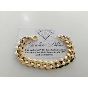 BRACCIALE Donna ORO GIALLO 18 Karati 750%/1000 Maglia CATENA Larga Lucida Italia - 1