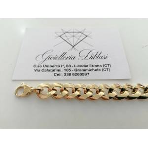 BRACCIALE Donna ORO GIALLO 18 Karati 750%/1000 Maglia CATENA Larga Lucida Italia - 1 2