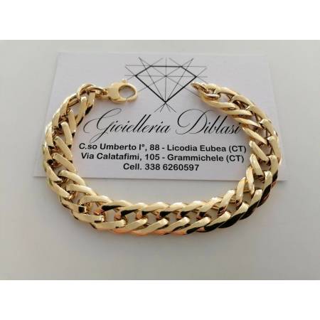 BRACCIALE Donna ORO GIALLO 18 Karati 750%/1000 Maglia CATENA Lucida Larga Aperta - 1