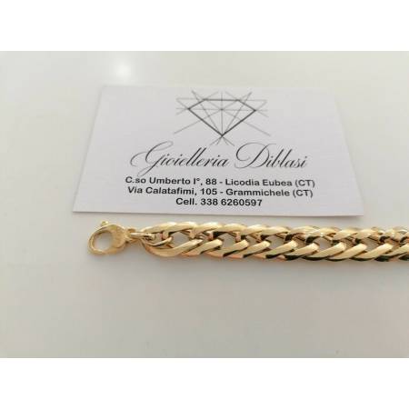 BRACCIALE Donna ORO GIALLO 18 Karati 750%/1000 Maglia CATENA Lucida Larga Aperta - 2