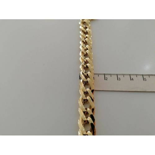 BRACCIALE Donna ORO GIALLO 18 Karati 750%/1000 Maglia CATENA Lucida Larga Aperta - 3