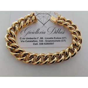 BRACCIALE Donna In ORO GIALLO 18 Karati 750%/1000 Maglia Catena GRUMETTA Lucida - 1