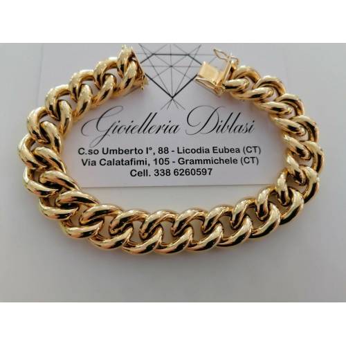 BRACCIALE Donna In ORO GIALLO 18 Karati 750%/1000 Maglia Catena GRUMETTA Lucida - 1