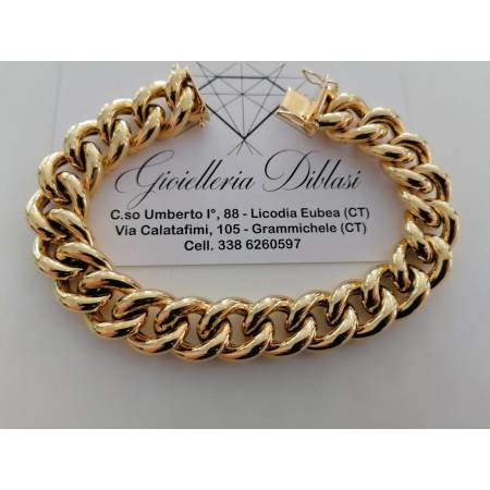BRACCIALE Donna In ORO GIALLO 18 Karati 750%/1000 Maglia Catena GRUMETTA Lucida - 1