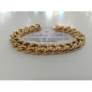 BRACCIALE Donna In ORO GIALLO 18 Karati 750%/1000 Maglia Catena GRUMETTA Lucida - 1 2