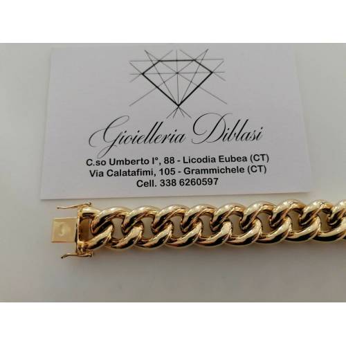 BRACCIALE Donna In ORO GIALLO 18 Karati 750%/1000 Maglia Catena GRUMETTA Lucida - 3