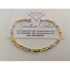 BRACCIALE In ORO 18 Karati 750% Uomo Donna Bicolore GIALLO BIANCO Maglia Catena - 1