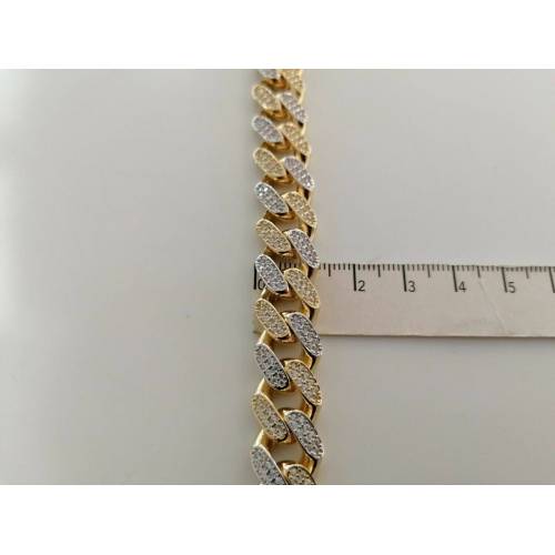 BRACCIALE ORO 18Kt 750% Uomo Donna GIALLO BIANCO Catena GRUMETTA Zaffiri Bianchi - 5