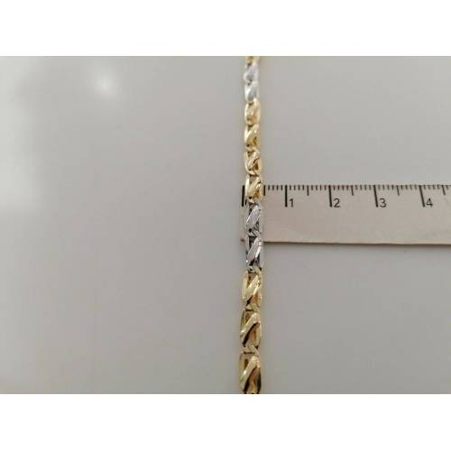 BRACCIALE In ORO 18 Karati 750% Uomo Donna Unisex Maglia Bicolore GIALLO BIANCO - 3