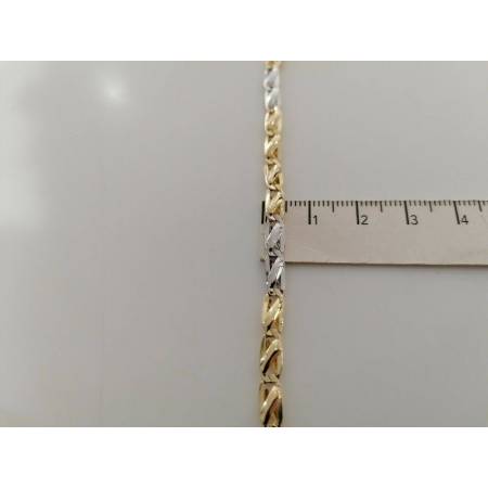 BRACCIALE In ORO 18 Karati 750% Uomo Donna Unisex Maglia Bicolore GIALLO BIANCO - 3