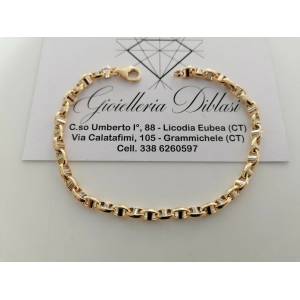 BRACCIALE ORO 18 Kt 750% Uomo Donna Unisex Bicolore GIALLO BIANCO Maglia Catena - 1