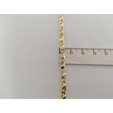 BRACCIALE ORO 18 Kt 750% Uomo Donna Unisex Bicolore GIALLO BIANCO Maglia Catena - 3