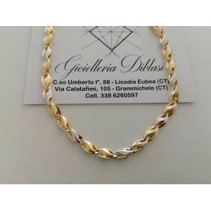 COLLANA Collier CATENA Girocollo ORO 18 KT 750% GIALLO BIANCO Bicolor Uomo Donna - 1