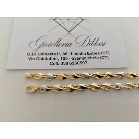 COLLANA Collier CATENA Girocollo ORO 18 KT 750% GIALLO BIANCO Bicolor Uomo Donna - 2