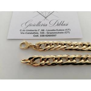 COLLANA ORO GIALLO 18 Kt 750% Donna COLLIER Maglia CATENA Larga Lucida Girocollo - 1 2